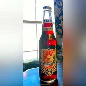 Vintage Richard Petty Pepsi Longneck Bottle with Checkered Racing Theme